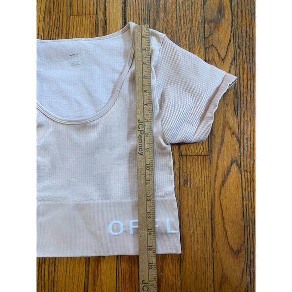 Aerie Top Womens L Pink Offline Seamless Sidewalk Crop T-Shirt Rib Knit Solid - Picture 5 of 8